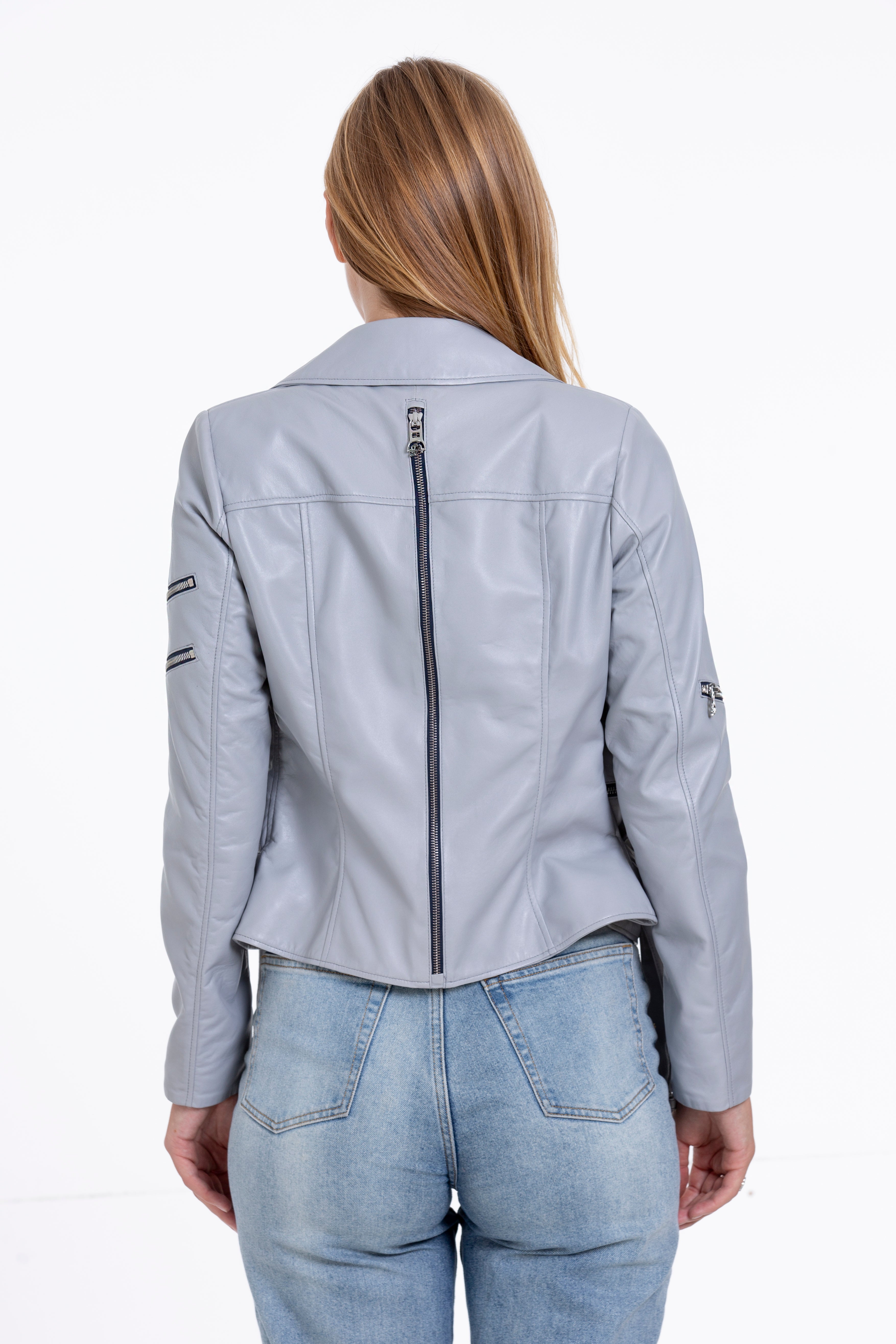 The Rodos Leather Gray Women Jacket