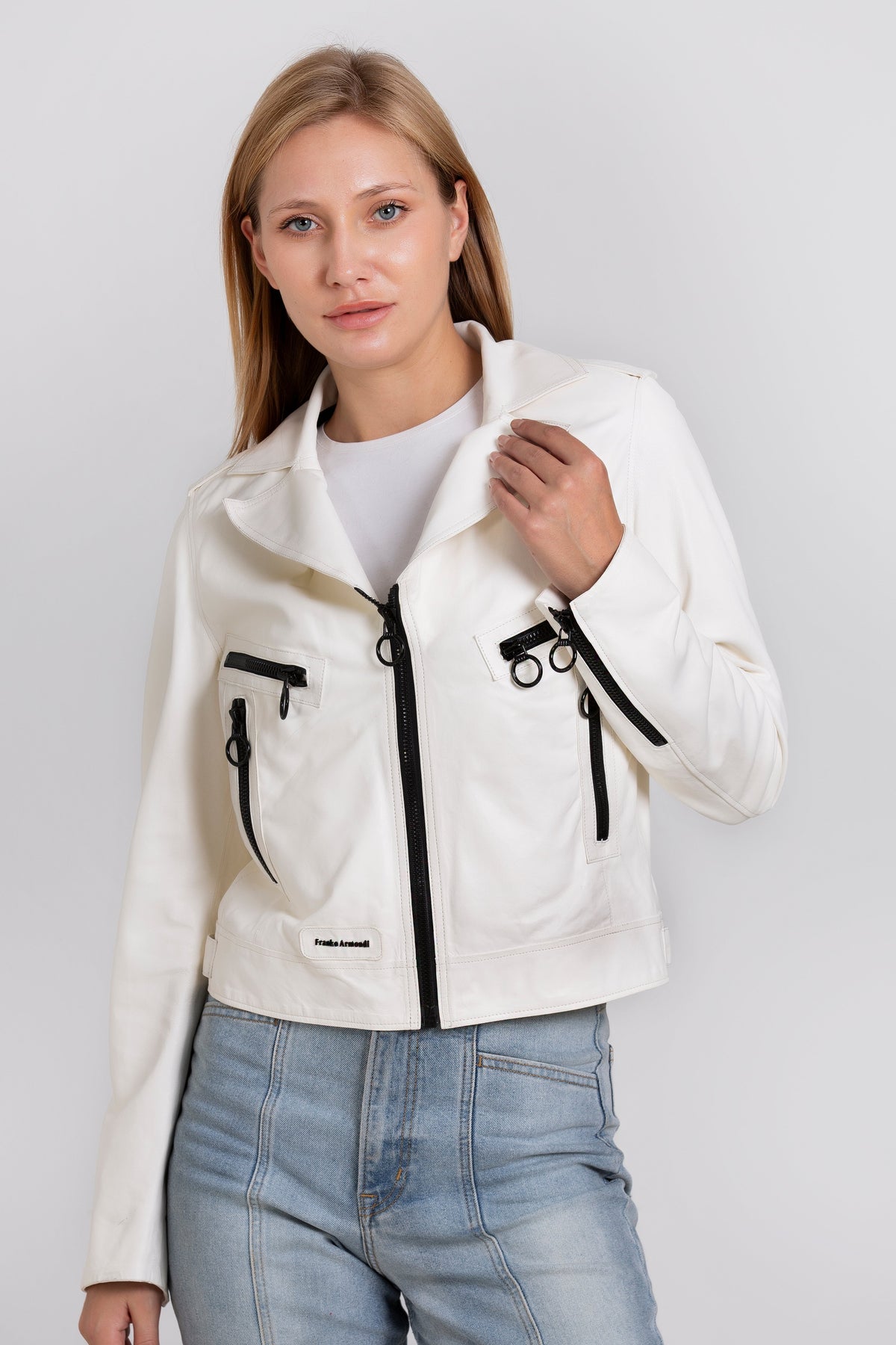 Vinci Leather The Altona Leather White Women Jacket – product view 2