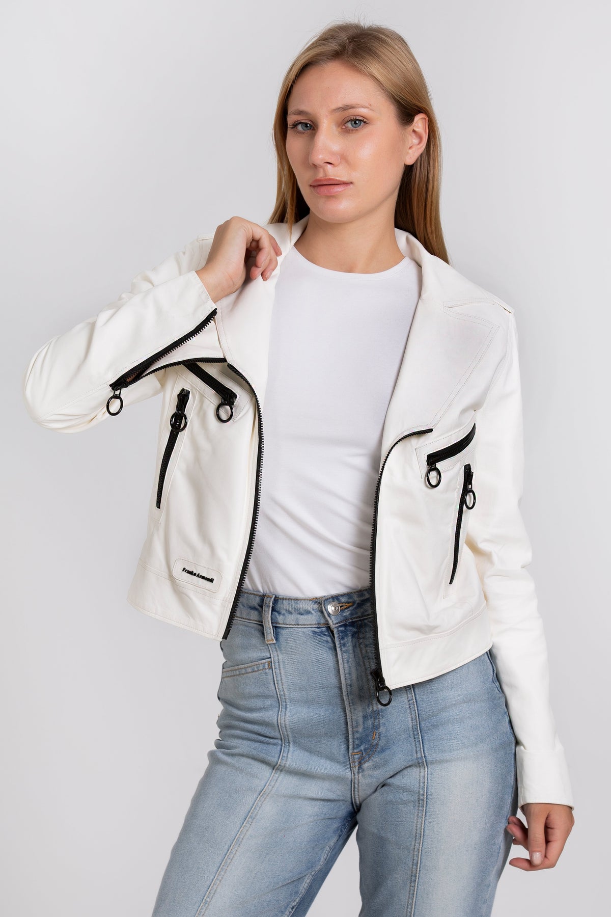 Vinci Leather The Altona Leather White Women Jacket – product view 7