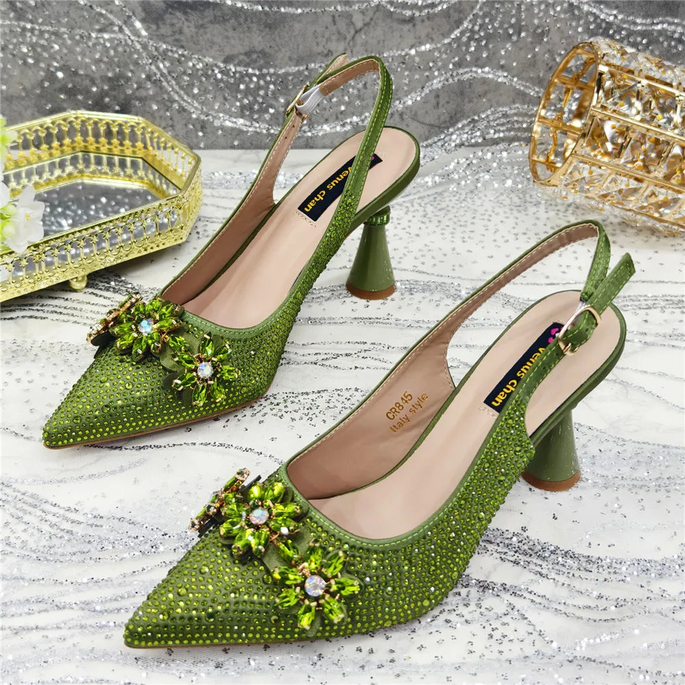 High Heels Shoes and Bags Set With Rhinestone β product view 5