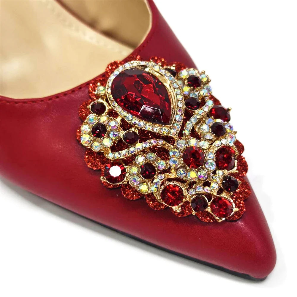 Women's Crystal Pointed High Heels Shoe Bag Set – product view 7