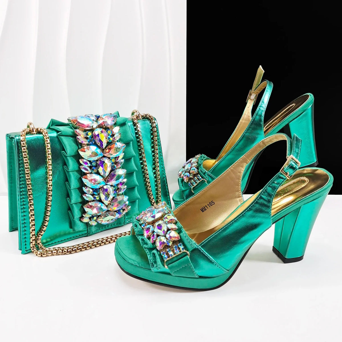 EdleessFashion Lastest Italian Shoes with Matching Bag Set HFG1-2 – product view 3