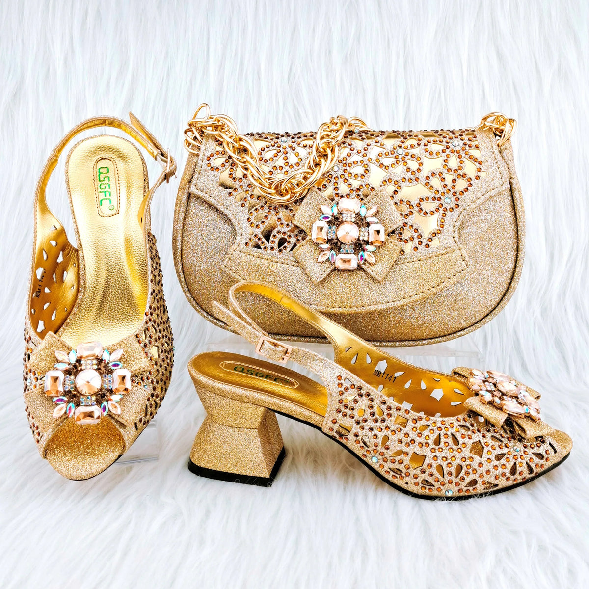 African Wedding Shoes and Bag Set HGY1-46