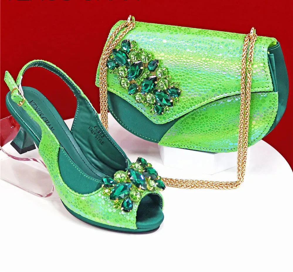 Elegant Rhinestone High-Heels Shoes & Handbag Set NMG54 – product view 7