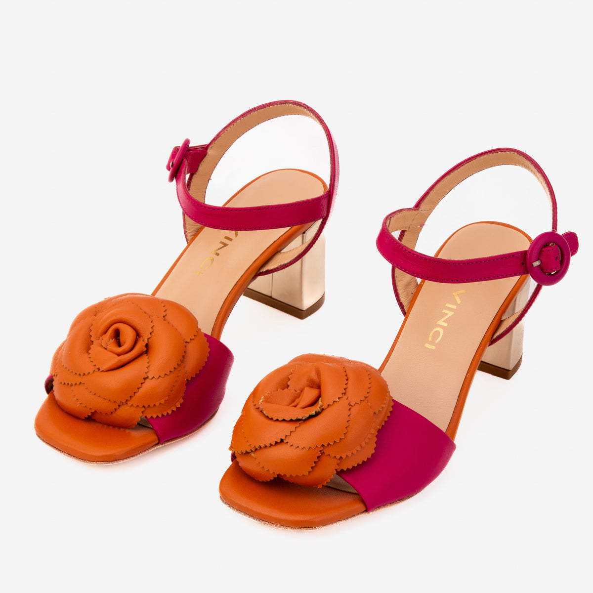 Vinci Leather The Salerno Fuchsia Leather Women Sandal – product view 6