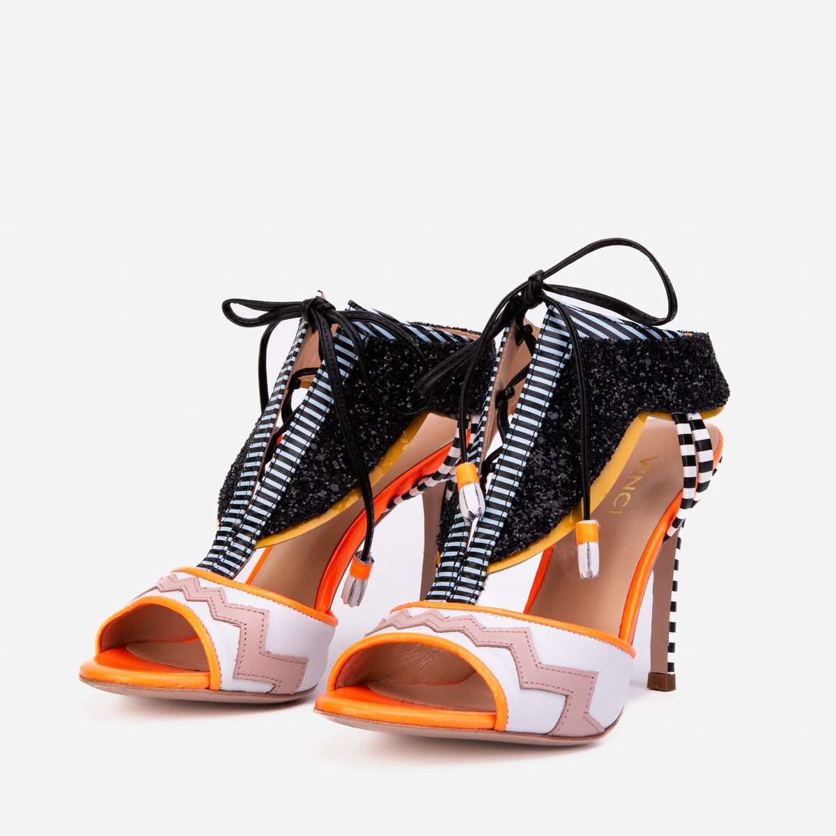 Vinci Leather The Santa Amaro Orange Glitter Leather Women Sandal – product view 2