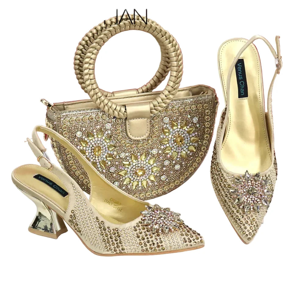 Italian Design Shoes And Bag Paired With Handmade Petal Clutches β product view 3