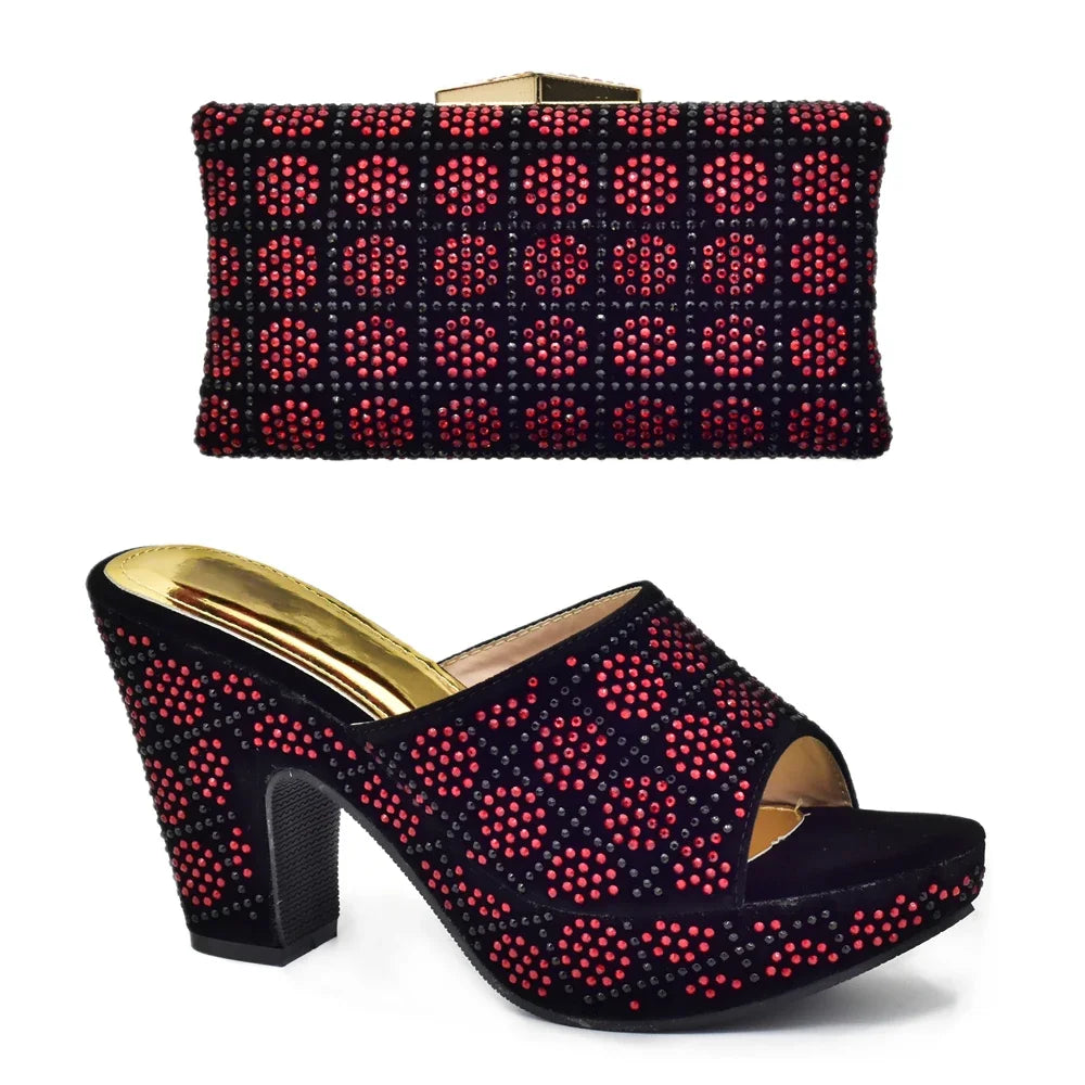 Italian Shoes and Bag Matching Set with Rhinestone β product view 1