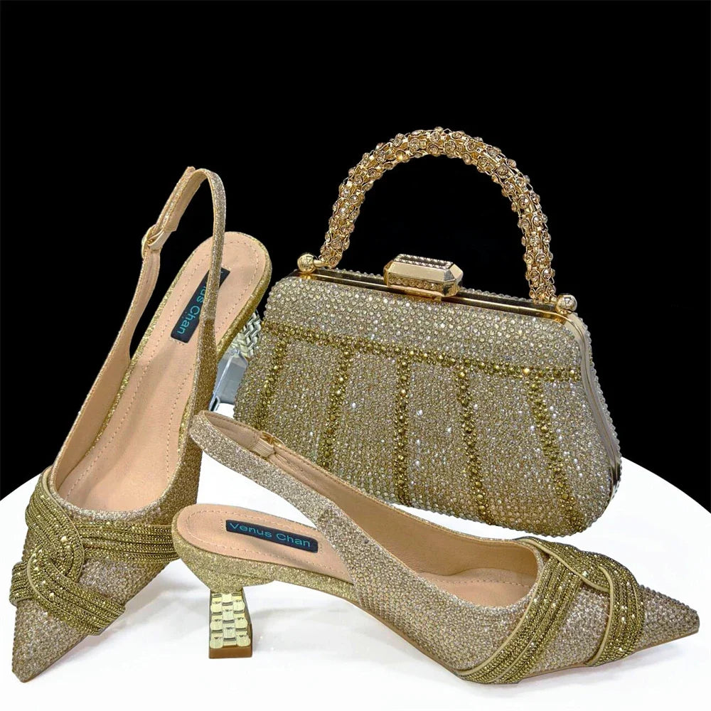 Women's Shoes and Bag Set with Rhinestone ED129