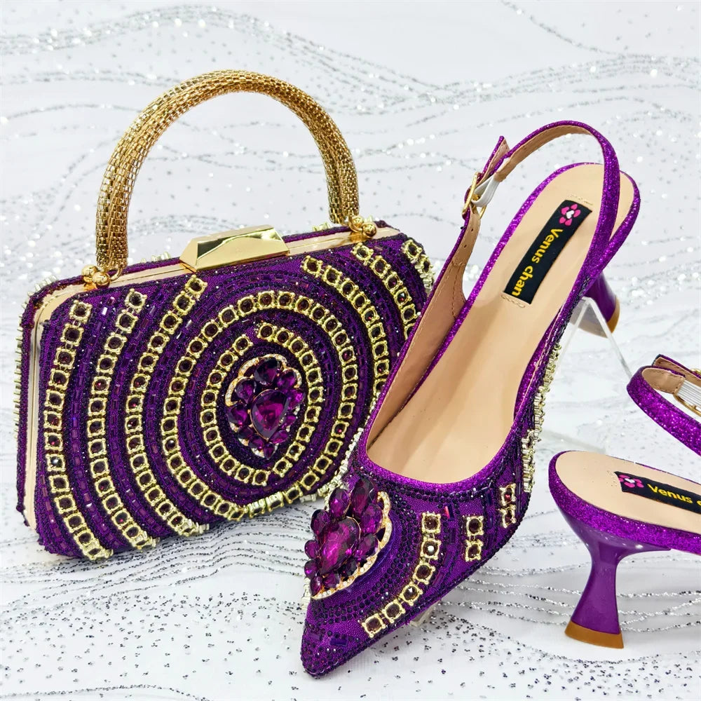 Italian Butter-fly Design Wedding Shoes with Bag Set EDS59 β product view 6