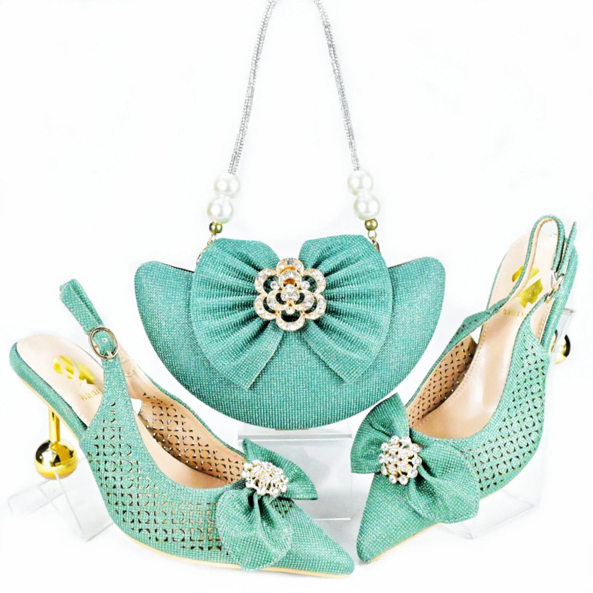 Latest African Wedding Shoes and Bag Set HAS1-21