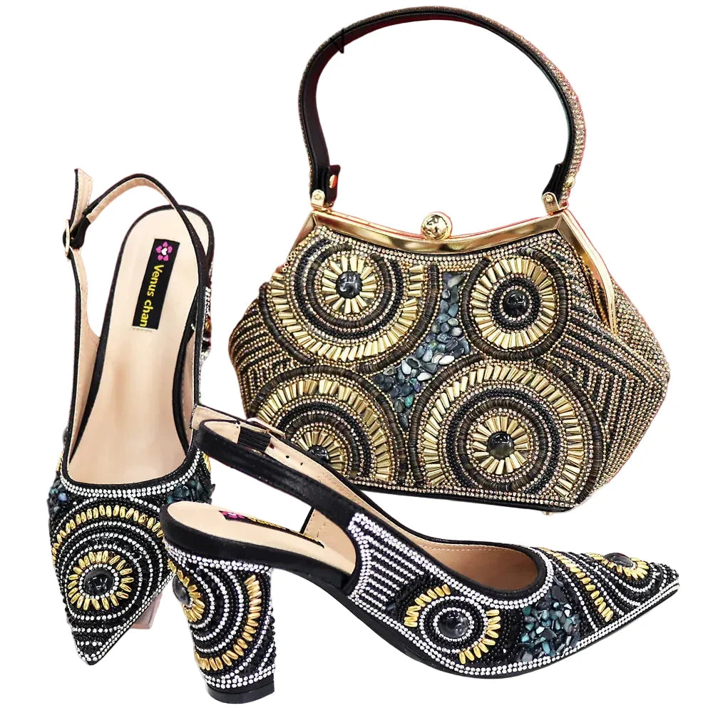 Popularity Italian Women's Pointed Shoes And Bag Set GFD453