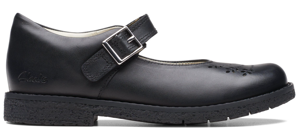 Clarks Comet Play Kids' Unisex Black Leather 26175564 β product view 1