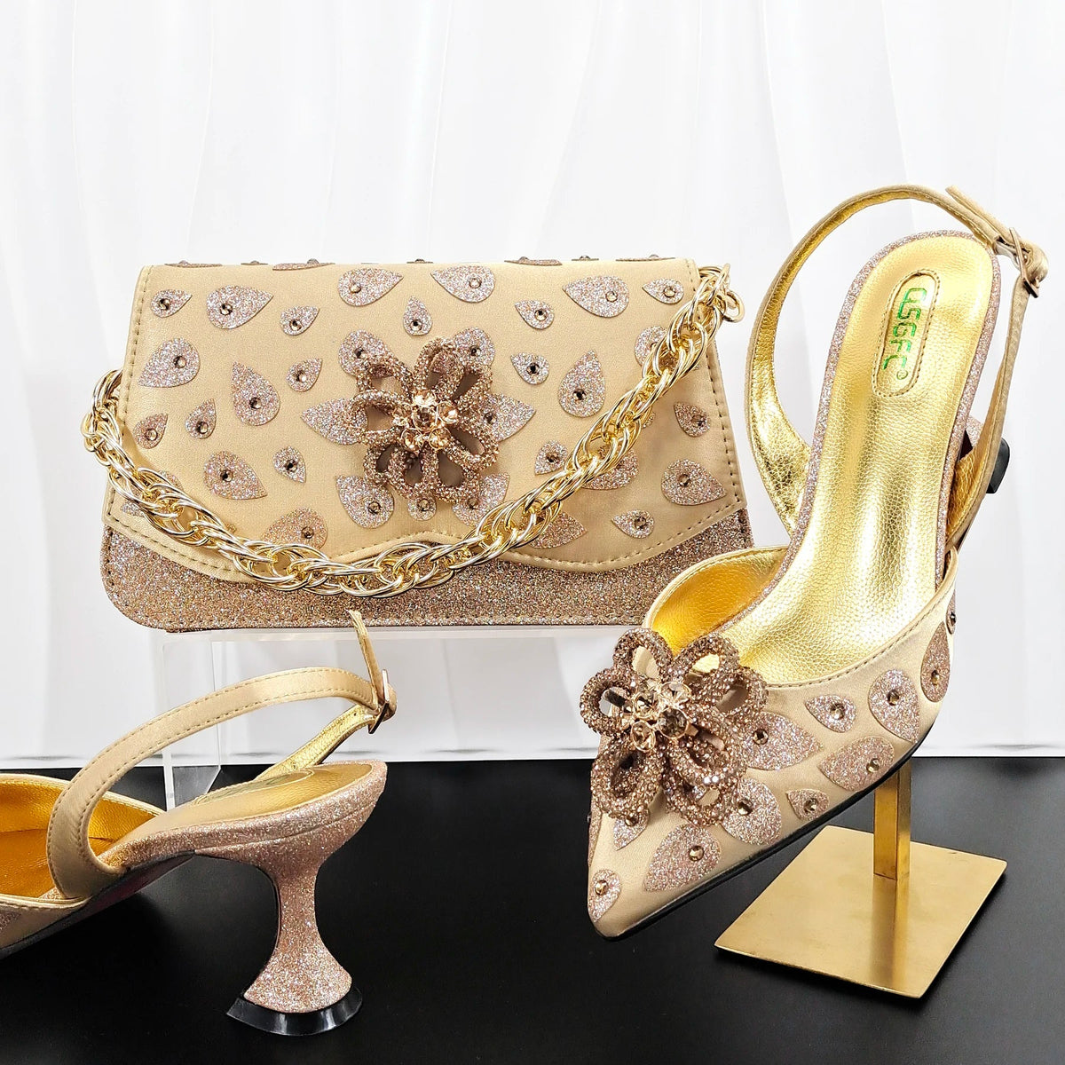 Classic Matching High Heels And Bag Set