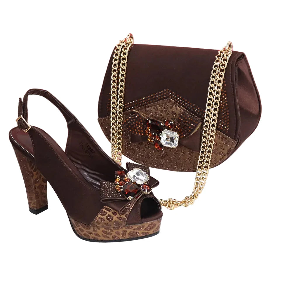 New Fashion Evening Shoes and Bag Set HTY543