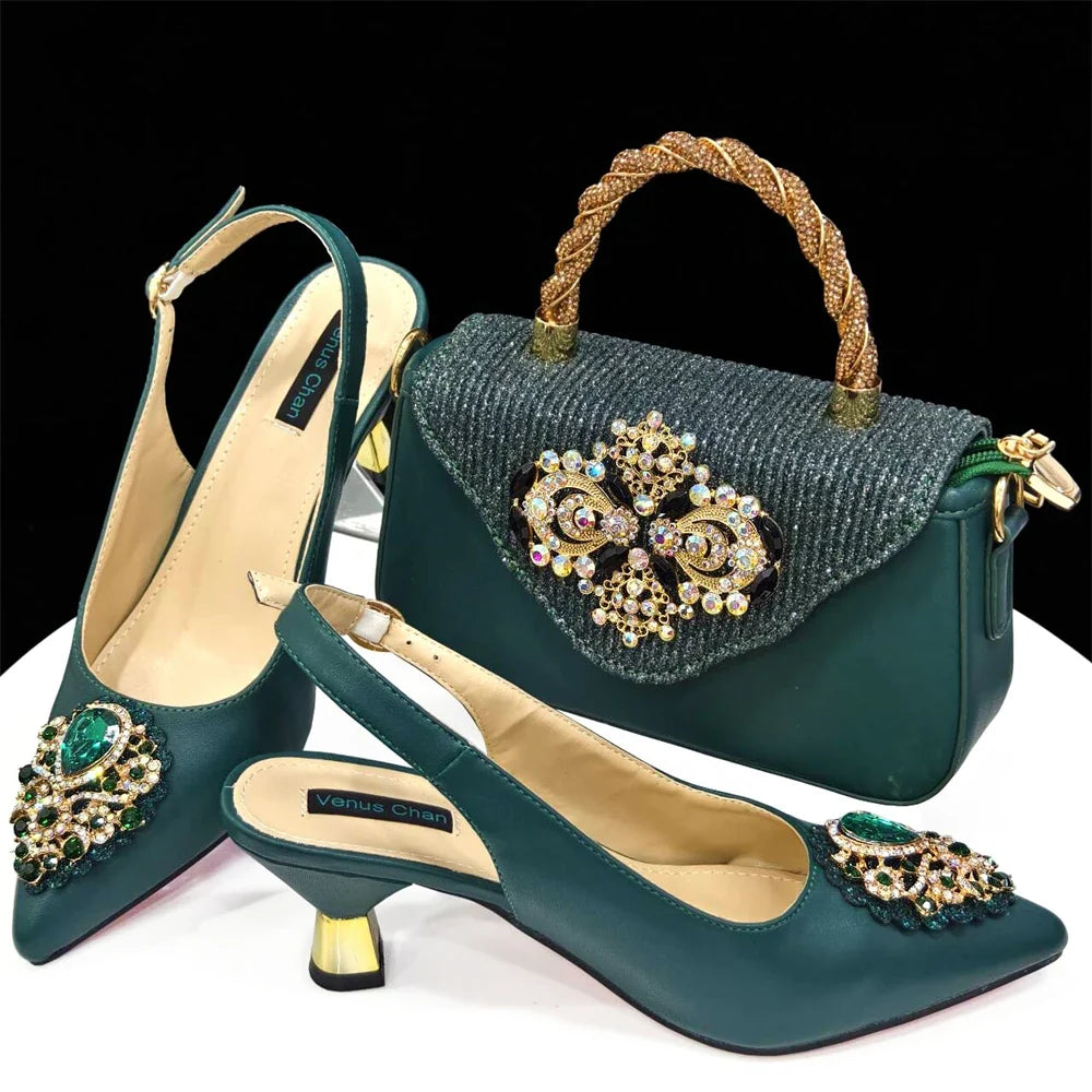 Women's Crystal Pointed High Heels Shoe Bag Set – product view 11