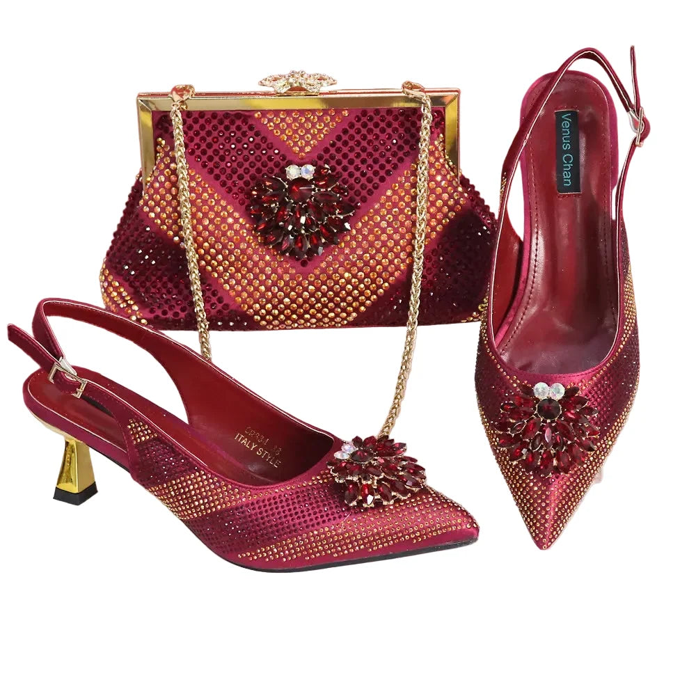 New Rhinestone Shoe & Bag Set HGT321 – product view 5
