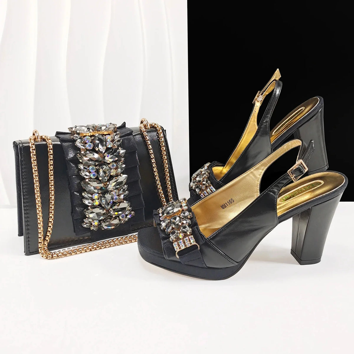 EdleessFashion Lastest Italian Shoes with Matching Bag Set HFG1-2 – product view 2