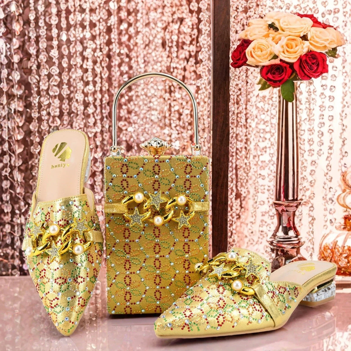 EdleessFashion Lastest Italian Ladies Shoes with Matching Bag Set HAE1-5 – product view 3