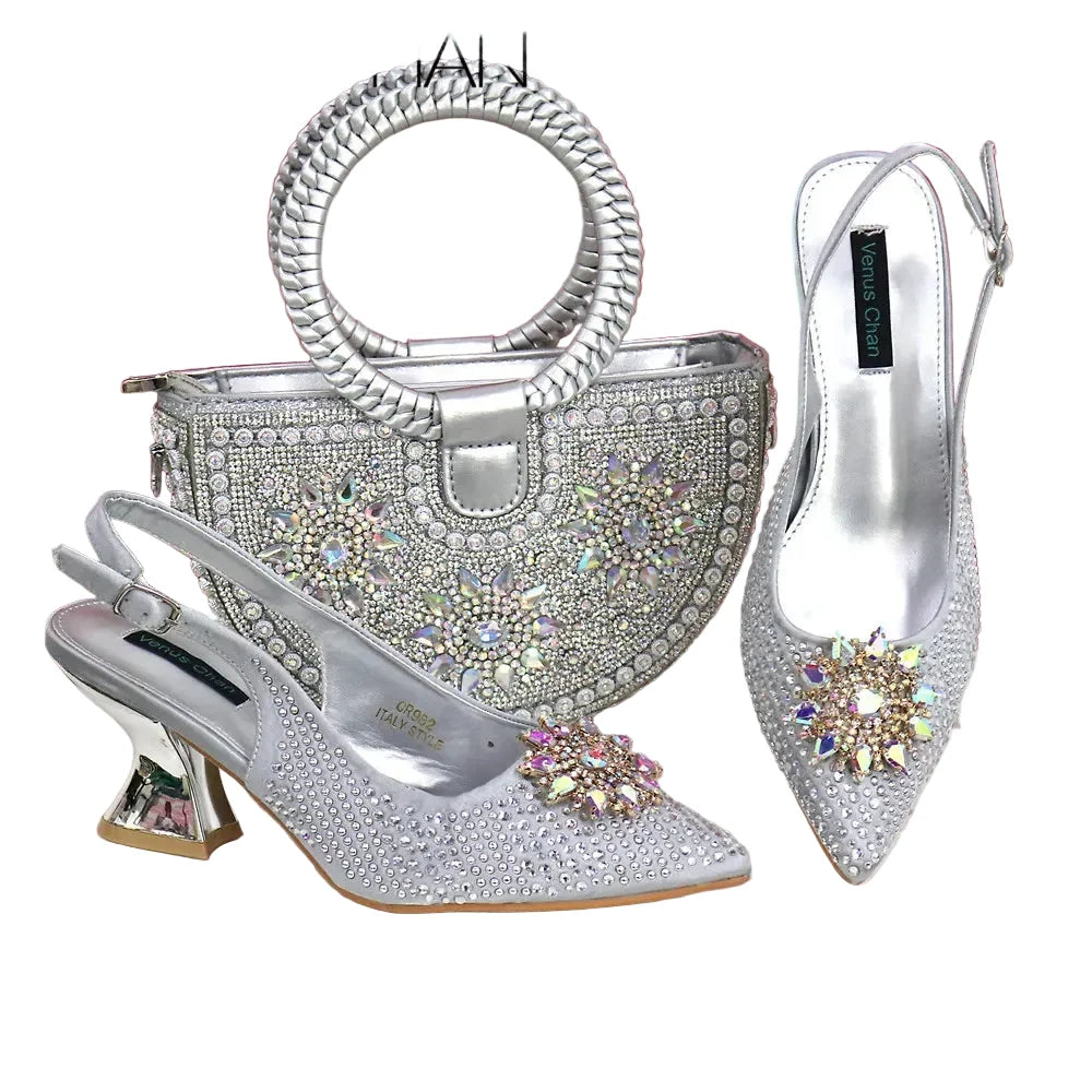 Italian Design Shoes And Bag Paired With Handmade Petal Clutches β product view 2