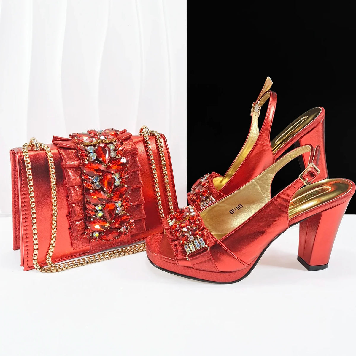 EdleessFashion Lastest Italian Shoes with Matching Bag Set HFG1-2 – product view 6