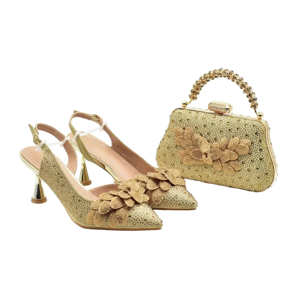 EdleessFashion Women's Wedding Pointed Toe Shoes and Bag Set- ED123 – product view 4