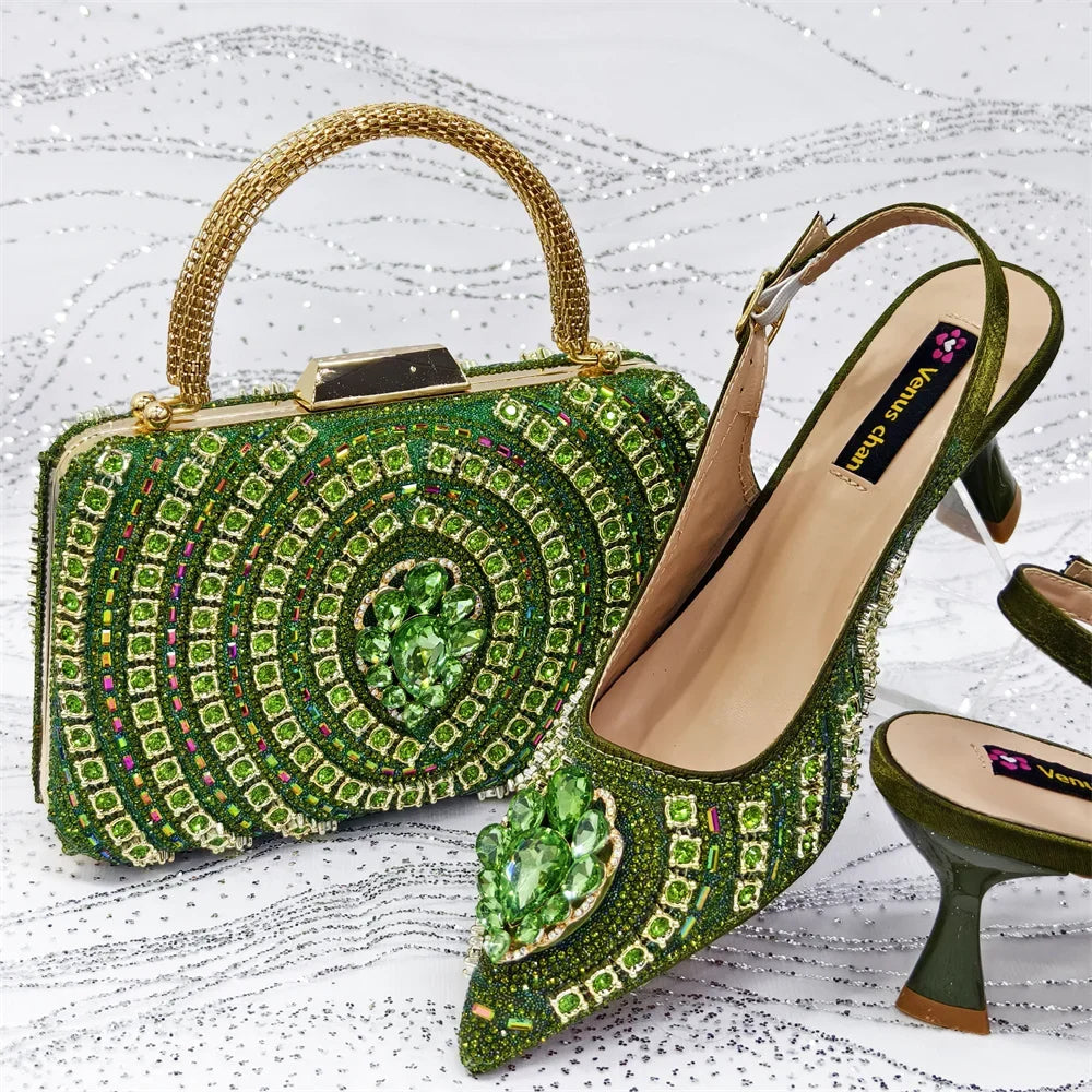 Italian Butter-fly Design Wedding Shoes with Bag Set EDS59 β product view 9