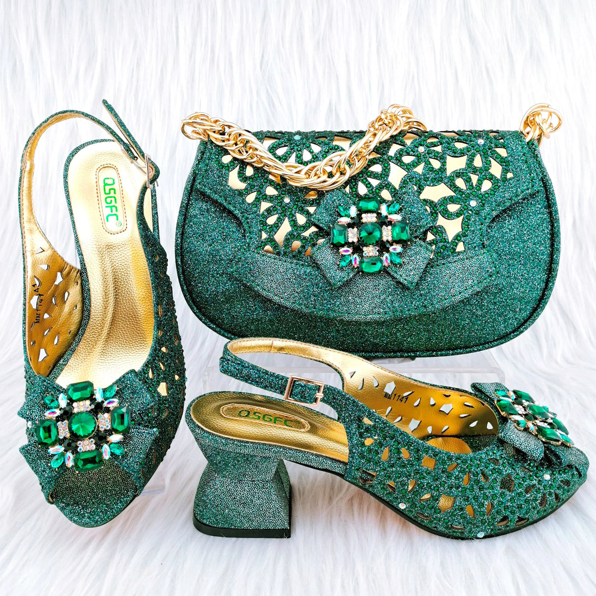 African Wedding Shoes and Bag Set HGY1-46