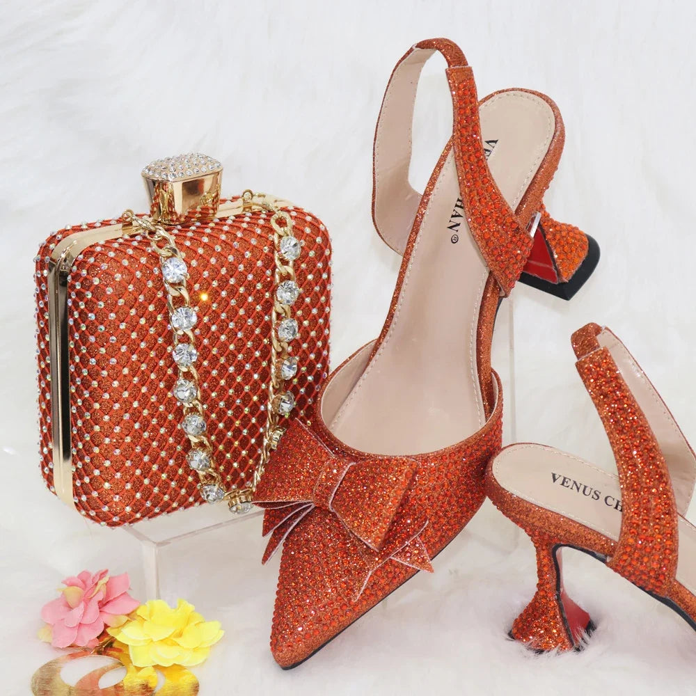 New Silver Versatile Party Ladies Shoes And Bag Set – product view 1