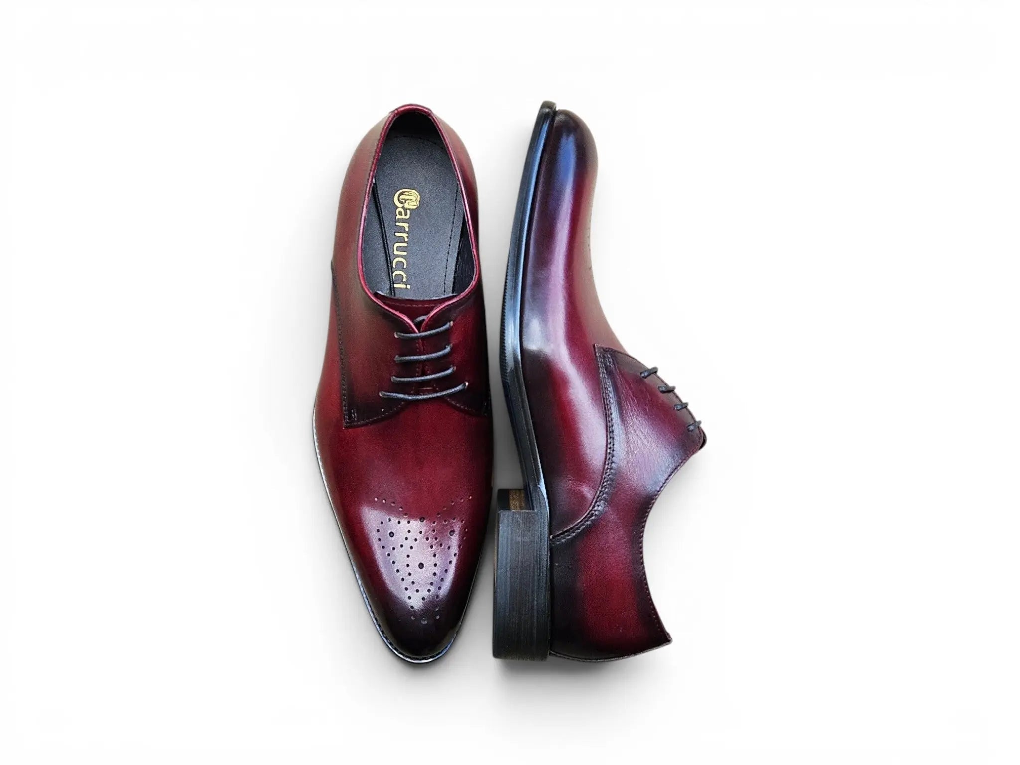 Carrucci Shoes Men's Signature Burnished Lace Up Derby Calfskin Leather KS479 04