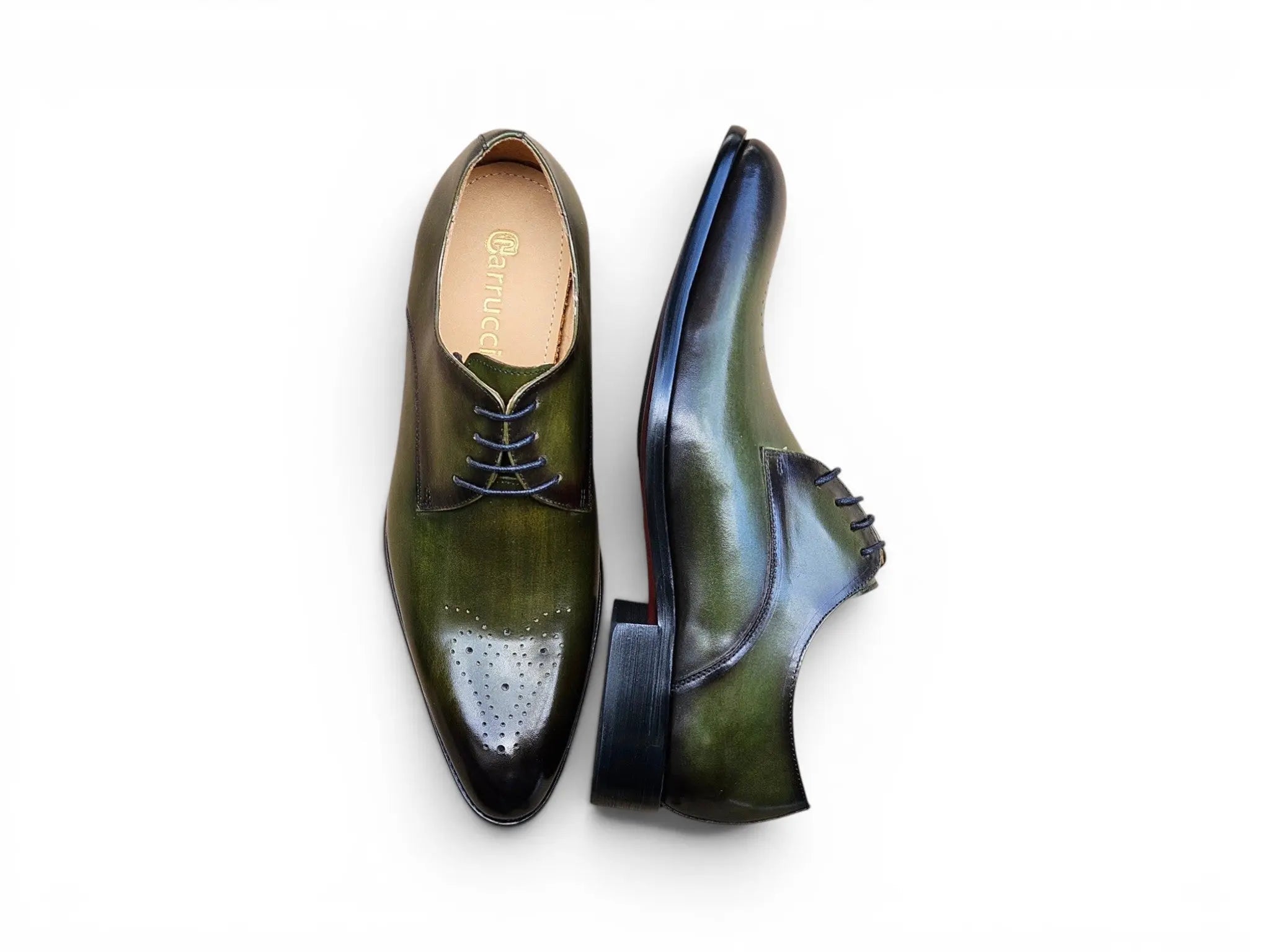Carrucci Shoes Men's Signature Burnished Lace Up Derby Calfskin Leather KS479 04