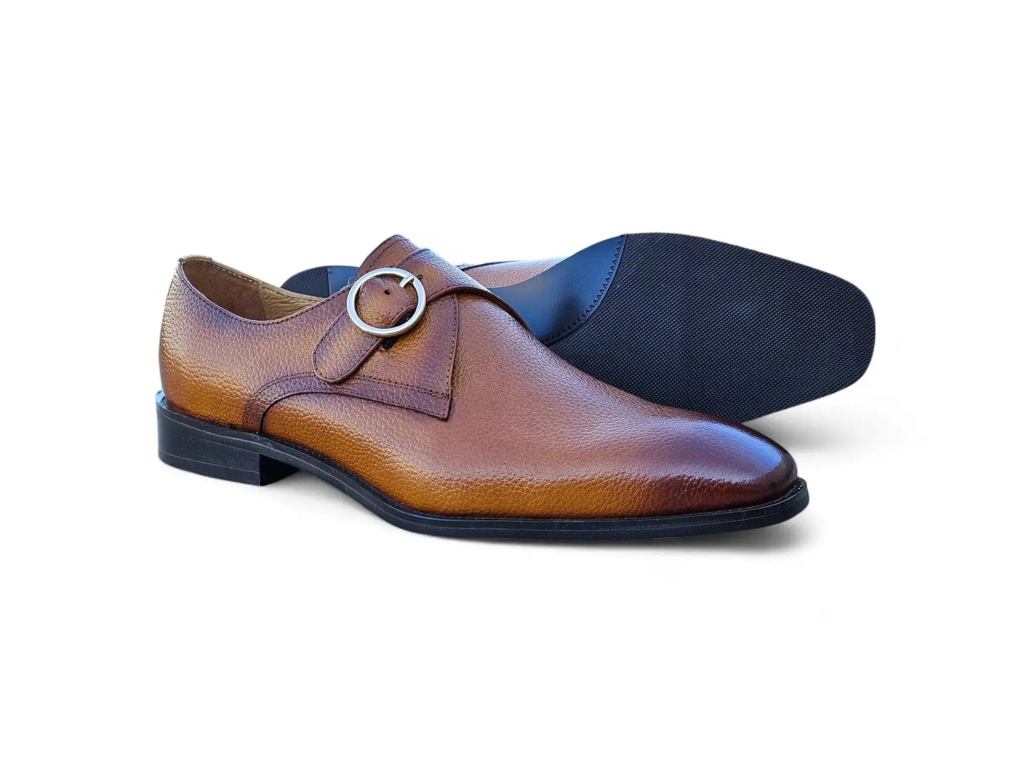 Carrucci Shoes Men's Brandless Monk Strap Leather Shoes KS509 20