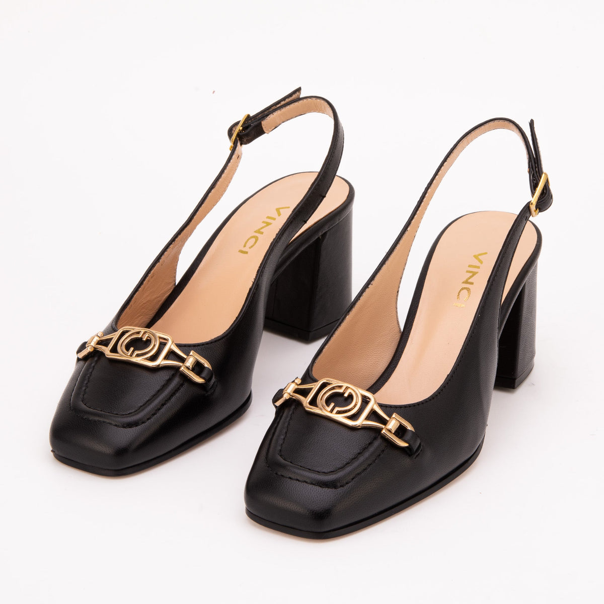 Vinci Leather The Potomac Black Slingback Leather Women Sandal – product view 7