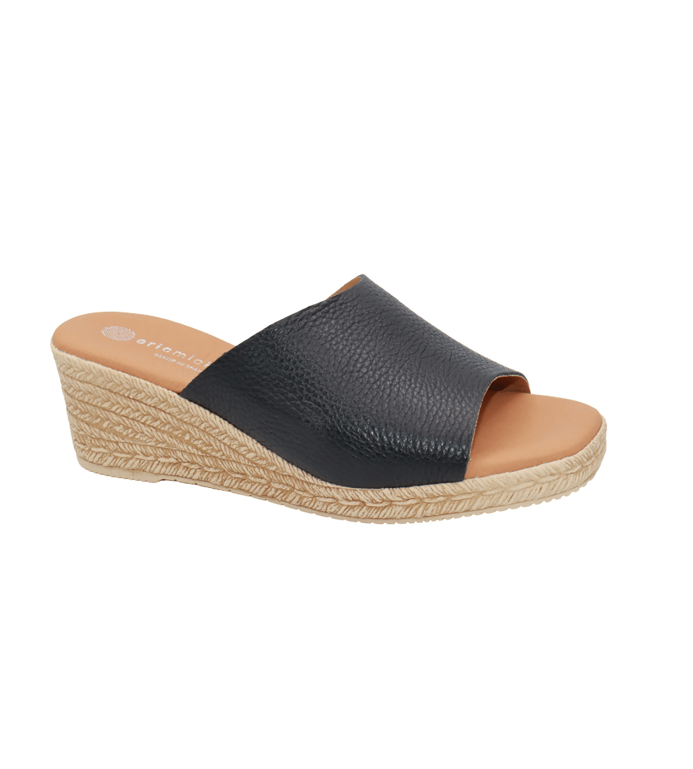 Eric Michael Spira Pebble Grain Leather Wedge Sandal
