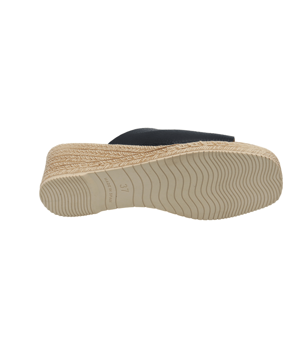 Eric Michael Spira Pebble Grain Leather Wedge Sandal