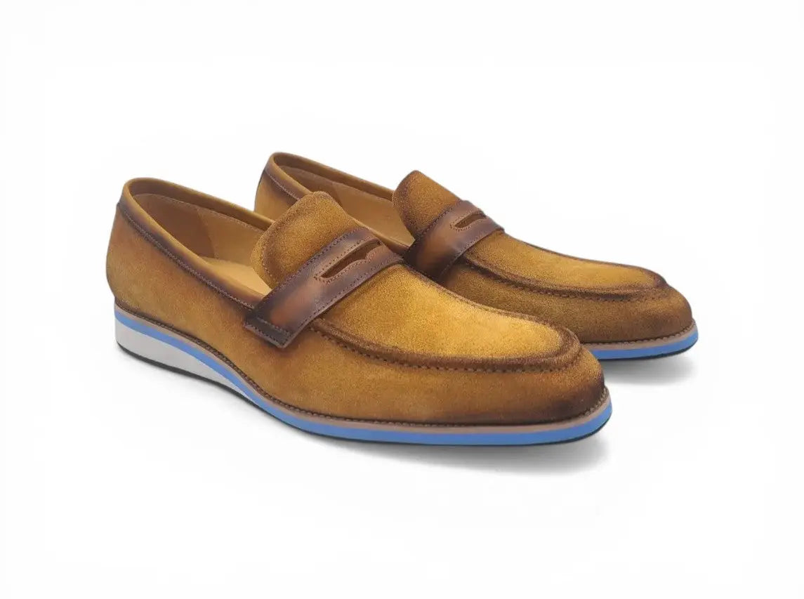 Carrucci Shoes KS Timeless Luxe Elegant Penny Loafer Suede KS550 01S front view
