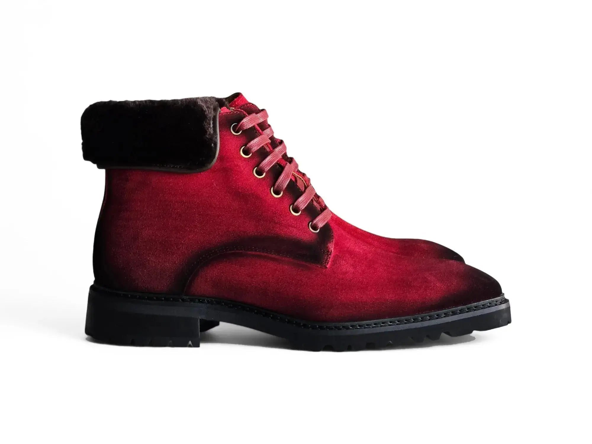 Carrucci Shoes Men's Suede Combat Boot Rugged Everyday Wear KB516 52S side view