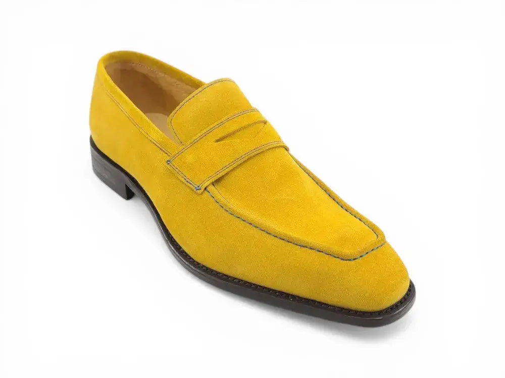 Carrucci Shoes Penny Loafer Contrast Stitching Suede Comfort KS509 36S view 11