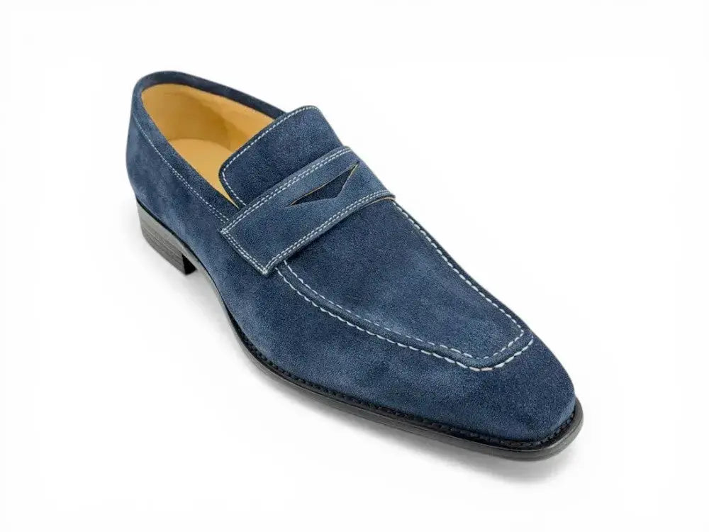 Carrucci Shoes Penny Loafer Contrast Stitching Suede Comfort KS509 36S back view
