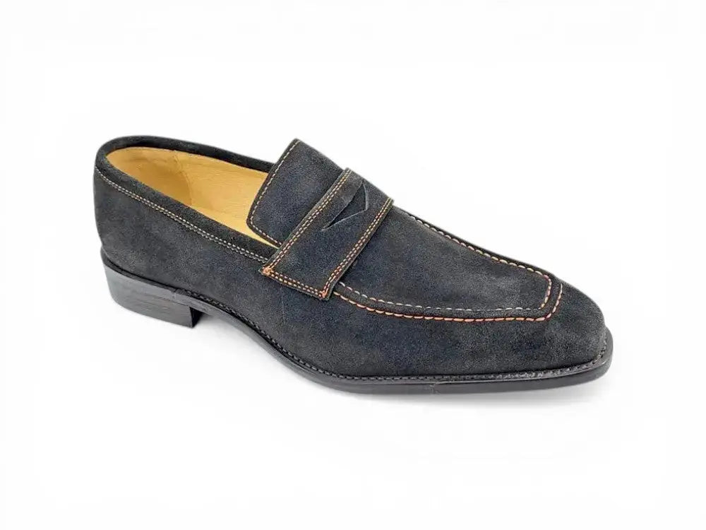 Carrucci Shoes Penny Loafer Contrast Stitching Suede Comfort KS509 36S view 14