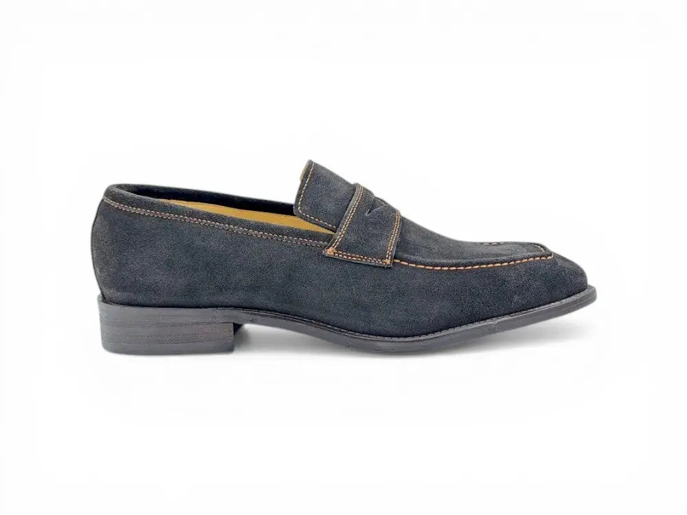 Carrucci Shoes Penny Loafer Contrast Stitching Suede Comfort KS509 36S view 12