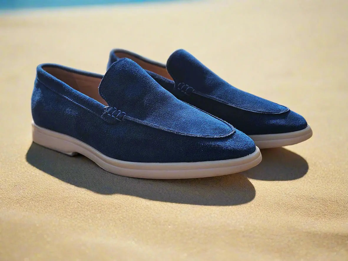 Carrucci Shoes Men's Supple Suede Loafer Slip On Lightweight Cushioned Footbed KS715 01S