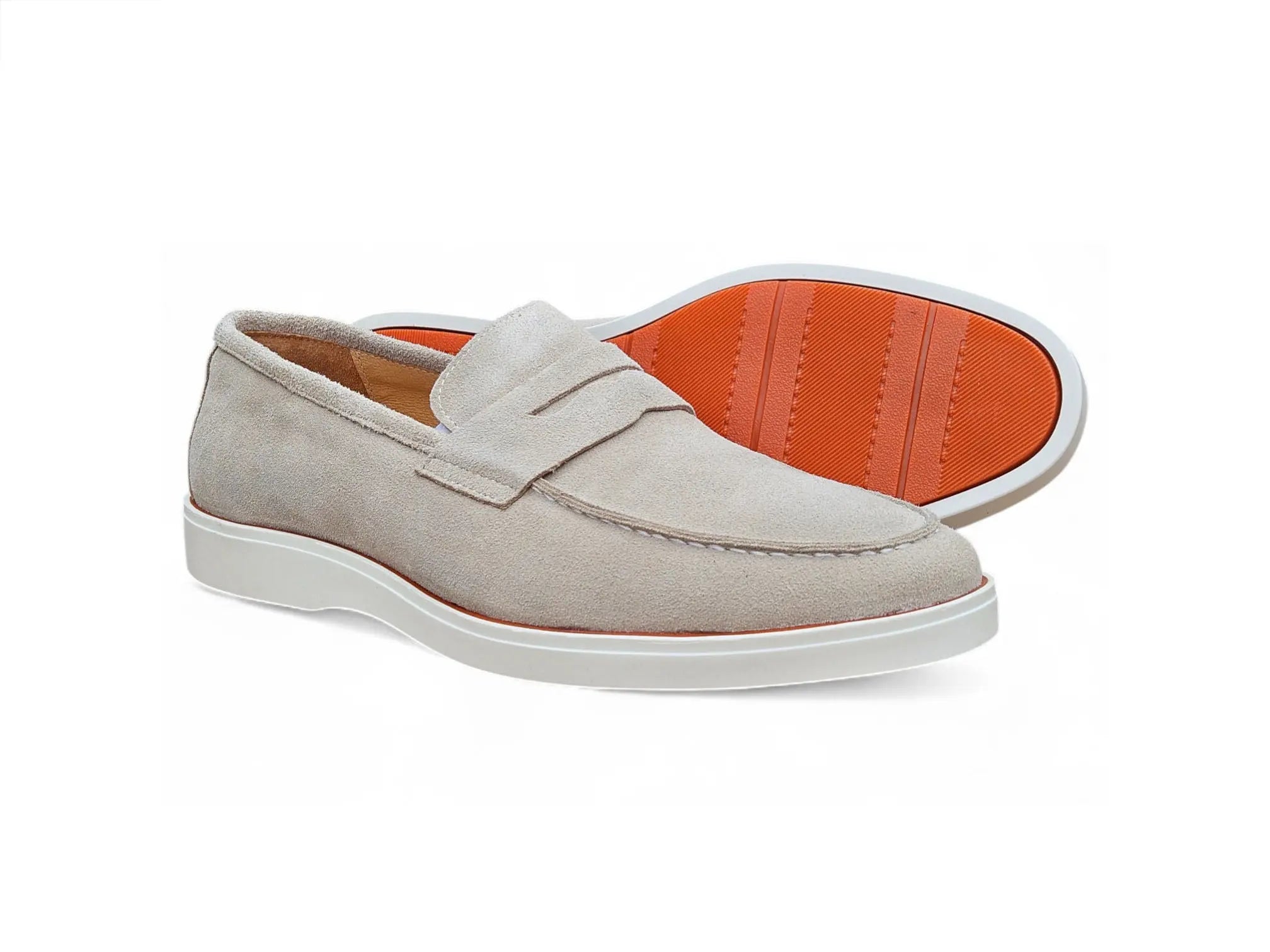 Carrucci Shoes Supple Suede Penny Loafer Sporty Sole Premium KS660 03S front view