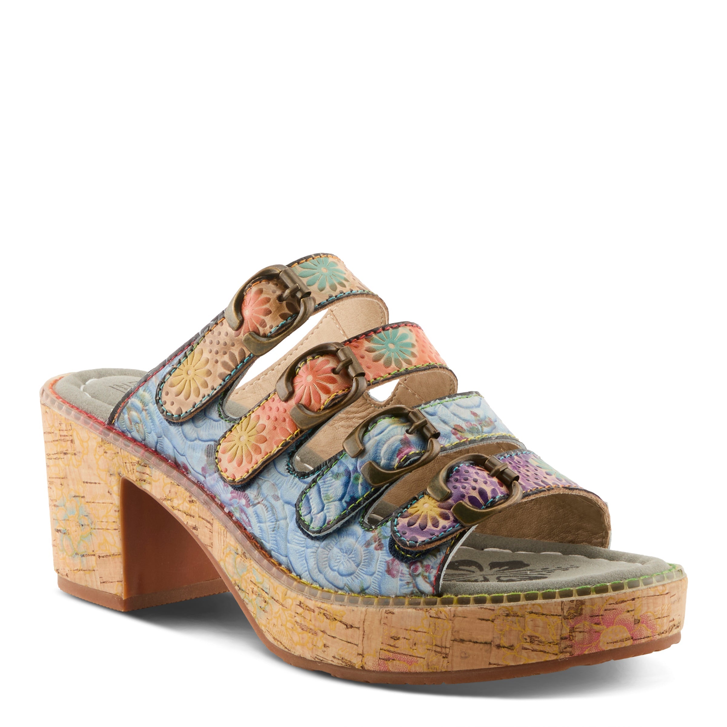 L'Artiste L'ARTISTE TEETIMER SANDALS sandal in blue multi with handcrafted leather design