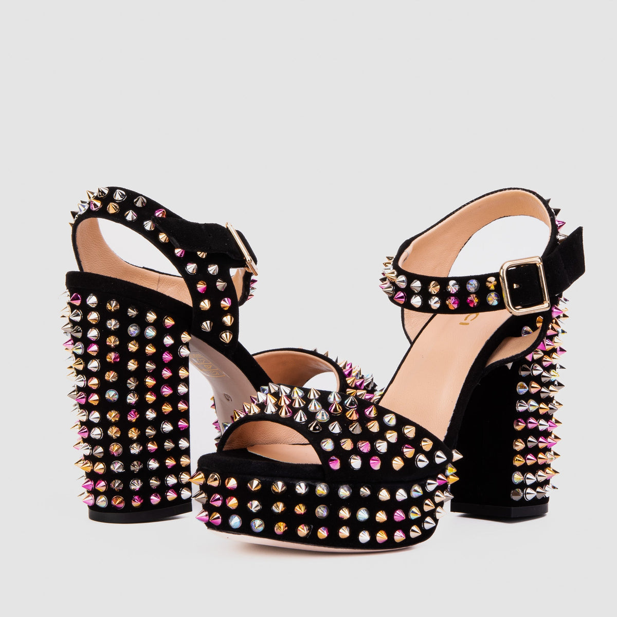 Vinci Leather The Tampico Black Suede Leather Spike Platform Heel Women Sandal – product view 3