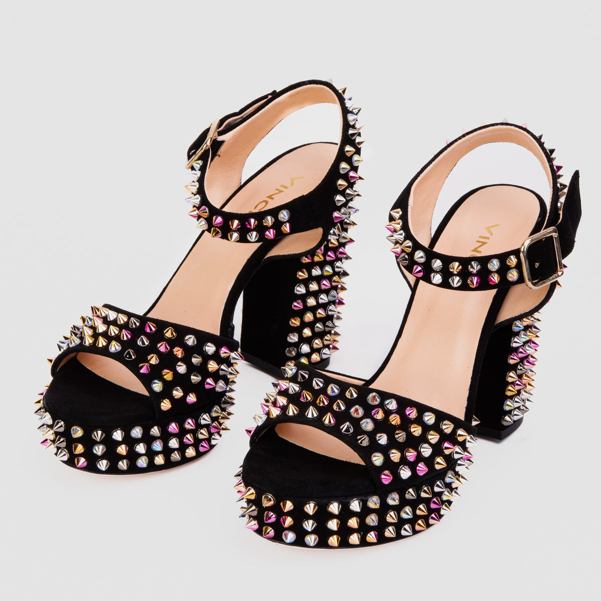Vinci Leather The Tampico Black Suede Leather Spike Platform Heel Women Sandal – product view 6