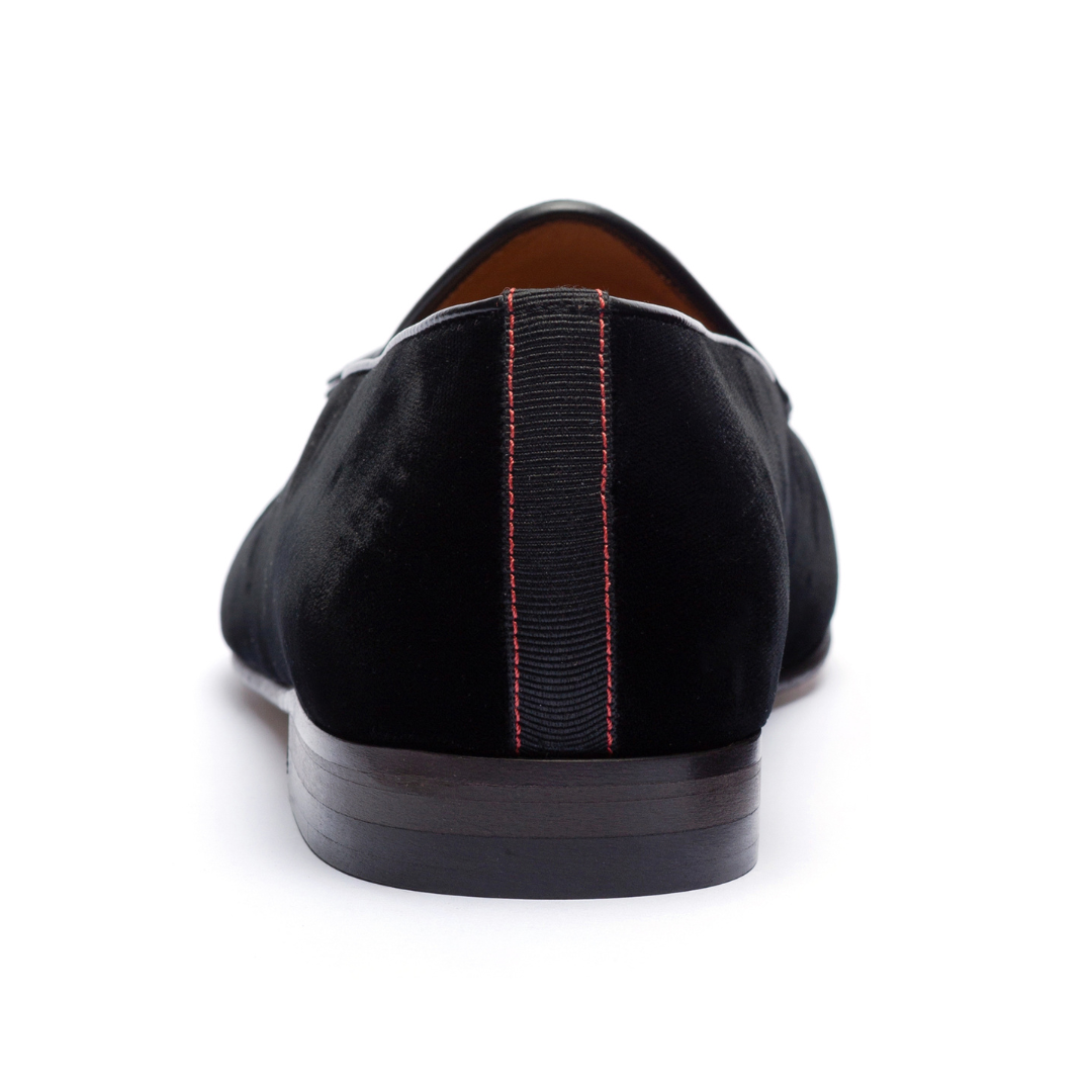 Del Toro Shoes Men's Black Velvet Tassel Loafer