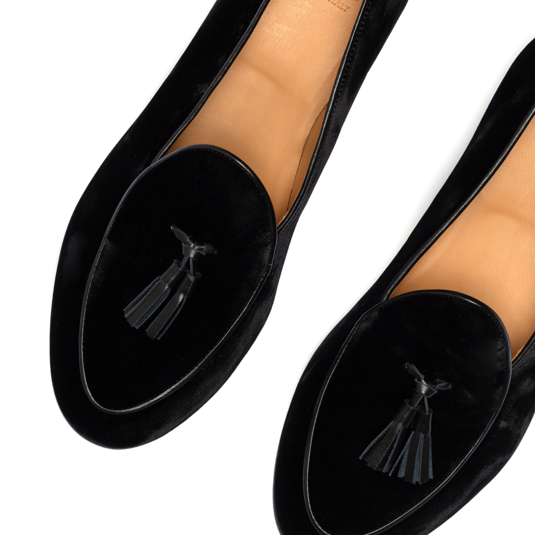 Del Toro Shoes Men's Black Velvet Tassel Loafer