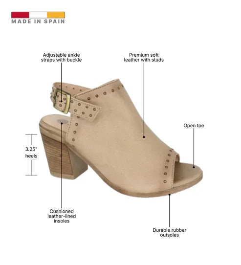 Eric Michael Tabitha Women’s Studded Block Heel Sandal