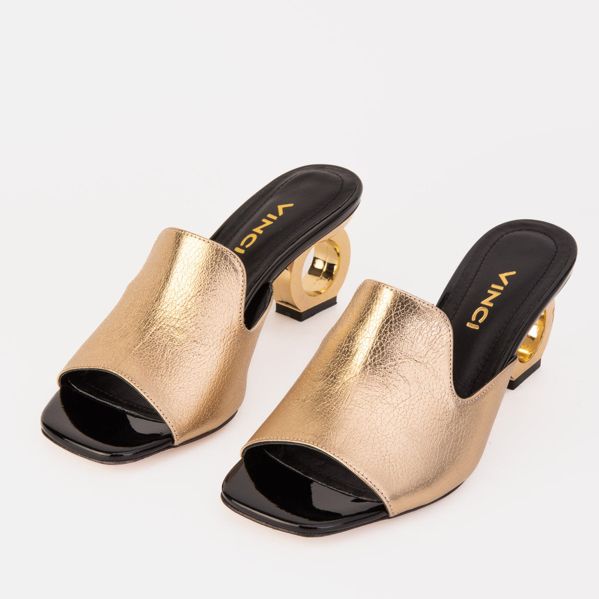 Vinci Leather The Tory Gold Leather Women Sandal – product view 6